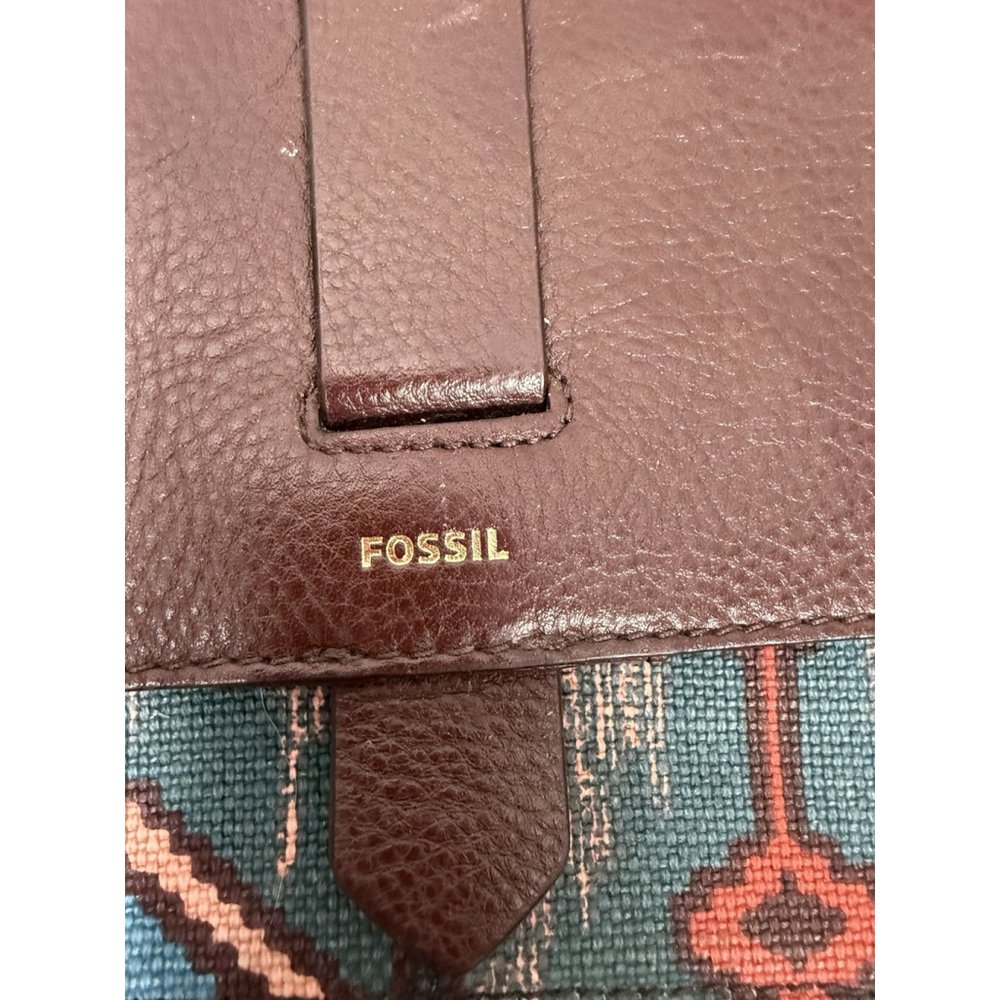 Fossil Kinley Blue Multi Print burgundy Leather Crossbody Bag - Picture 7 of 11